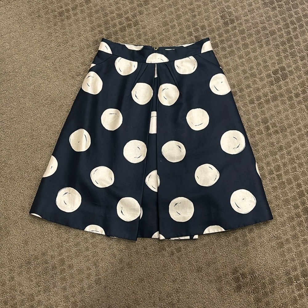 Kate Spade Navy and Cream Polka Dot Midi Skirt